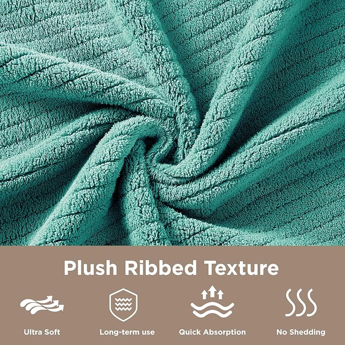 8 Piece Bath Towels Set, 2 Oversized 35 * 70 in Bath, 2 Hand, 4 Wash | Luxury Soft Microfiber, Super Absorbent Thick, Quick Dry, Shower Towels for Bathroom, Spa & Hotel, Teal Green