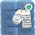 Chakir Turkish Linens 100% Cotton Premium Turkish Towels for Bathroom | 30'' x 60'' Large Bath Towels (4 Piece, Wedgewood) | 100% cotton bath towels, 2-pack 30x60 extra large, OEKO-TEX certified, soft plush and absorbent