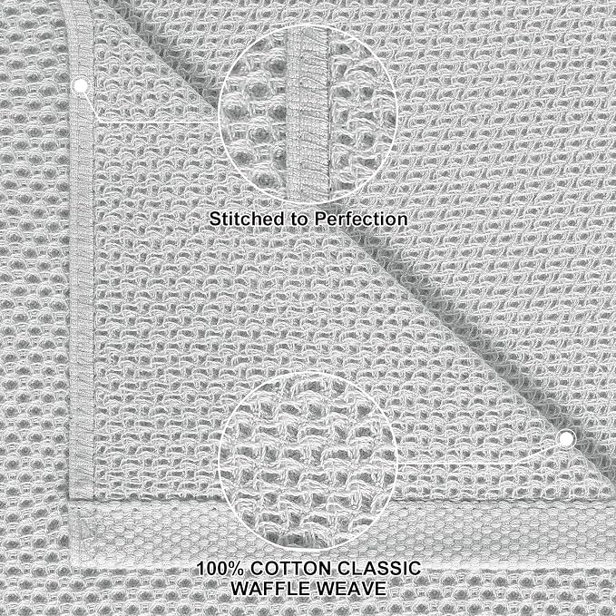 Homaxy 8 Pack 100% Cotton Kitchen Towels and Dishcloths Set, Light Gray | 12 x 12 Inches and 13 x 28 Inches Kitchen Towels Set, Ultra Soft Absorbent Dish Cloths for Washing Dishes