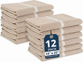 LANE LINEN Kitchen Towels Set - 100% Pure Cotton Dish Towels for Kitchen, Super Absorbent Kitchen Hand Towel, Tea Towels, Soft & Durable Dish Cloths, Pack of 12 – 14”x25”, Beige