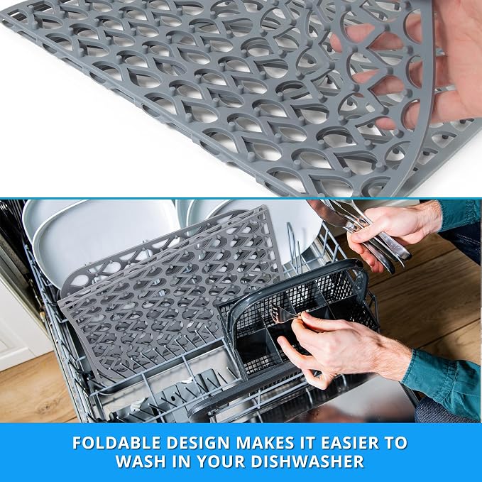 Silicone Sink Protector for Kitchen Sink – Extra Large 26" x 14" Kitchen Sink Mat for Bottom of Sink – Heat-Resistant, Dishwasher-Safe, Non-Slip Sink Grid & Accessories, Flexible Sink Cover