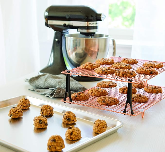Nordic Ware Stackable Cooling 2 Copper Racks Plus 4 Snap-On Legs, 16.875 in × 11.5 in × 0.75 in