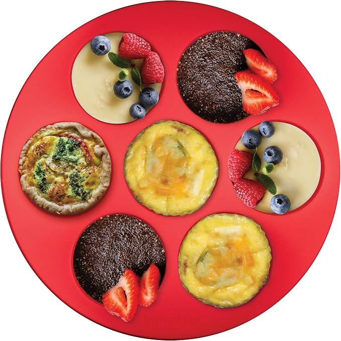 Instant Pot Official Silicone Egg Bites Pan with Lid - Compatible with 6 Qt., 8 Qt. Cookers - Ideal for Egg Bites, Muffins, Baby Food, and More - BPA-Free, Non-Stick, and Heat Resistant to 450°F