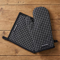 Encasa XO Oven Mitts and Pot Holders Set, Heat Resistant Cotton | Butcher Checks Black, Diamond Quilted | Non-Slip Grip | Microwave & Oven Safe | Hanging Loop | Machine Washable | Set of 2