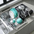 JASIWAY Black Dish Drying Rack in Sink with Drainboard and Utensil Holder | Use Over the Sink or Counter, Stainless Steel Expandable Dish Drainer for Small Kitchen, Space Saving, Fast Drain, Rustproof