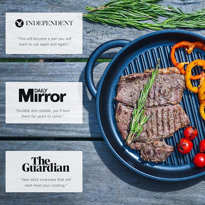 Jean-Patrique The Whatever Pan Cast Aluminum Griddle Pan for Stove Top - Lighter than Cast Iron Skillet Pancake Griddle with Lid - Nonstick Stove Top Grill 10.6" Diameter