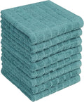 Bumble Dish Cloths (8-Pack), 100% Cotton Kitchen Towels, 12"x12" - Aqua | 405 GSM | Soft, Highly Absorbent & Durable Dish Towels for Kitchen