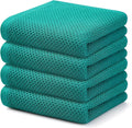 Kitinjoy 100% Cotton Waffle 4-Pack Kitchen Towels, 13" x 28", Teal | Super Soft, Ultra-Absorbent, Fast Drying, lightweight, Quick Drying Kitchen Hand Towels