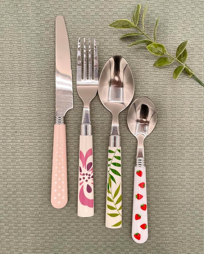 Gypsy Color Eclectic Mosaic Mix & Match Stainless Steel Flatware Collection, Set of 16