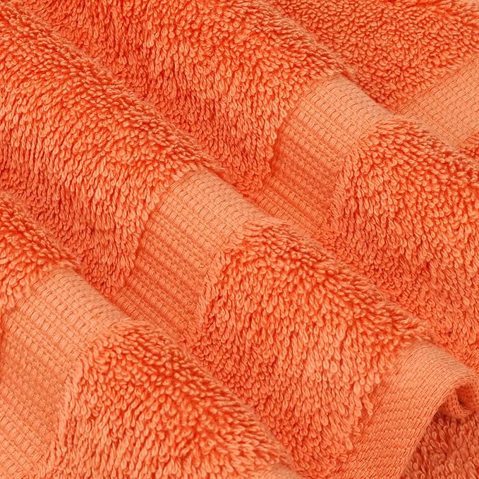 Chakir Turkish Linens Set of 8 Towel Set, 100% Cotton Luxury Turkish Towels for Bathroom, Soft Absorbent Bath Towel Set with 2 Bath Towels 2 Hand Towels 4 Washcloths, Coral