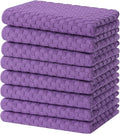 Homaxy 100% Cotton Terry Kitchen Towels(15" x 25", 8 Pack), Purple | Soft and Super Absorbent Dish Towels, 380 GSM Reusable Tea Towel with Hanging Loop, Pineapple Grid Designed