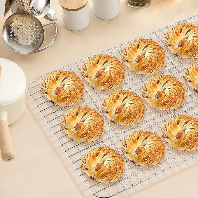 TeamFar Cooling Rack, 15.3”x11.2” Stainless Steel Baking Grid Wire Rack | Roasting Grilling Cooking Racks for Cookie Cake Bread, Fit Baking Pan for Christmas Anniversary Party, Dishwasher Safe- 2PCS