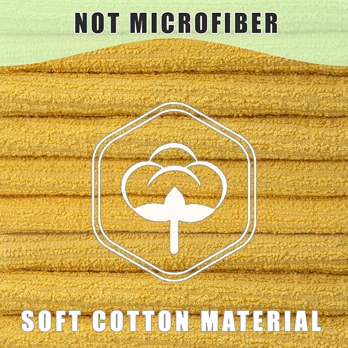 Textila Bar Mop Towels - 16x19 Inches - Pack of 12 - Lemon Yellow - Cotton Dish Cloths & Cleaning Towels for Kitchen, Bar, Restaurant, Household Use – Absorbent, Durable, Reusable