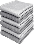 Bumble Premium Dish Cloths 13"x13" (6 Pack) | 100% Natural Ring Spun Cotton | 400 GSM | Highly Absorbent & Soft |Yarn Dyed & Solid Dyed Terry Dish Cloth Set - Grey