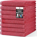 Homaxy 380 GSM Cotton Premium Kitchen Towels 8 Pack, 18"x 28", Red | Flat and Terry Dish Towels, Highly Absorbent Tea Towel Set with Hanging Loop, Soft Utility Kitchen Hand Towels