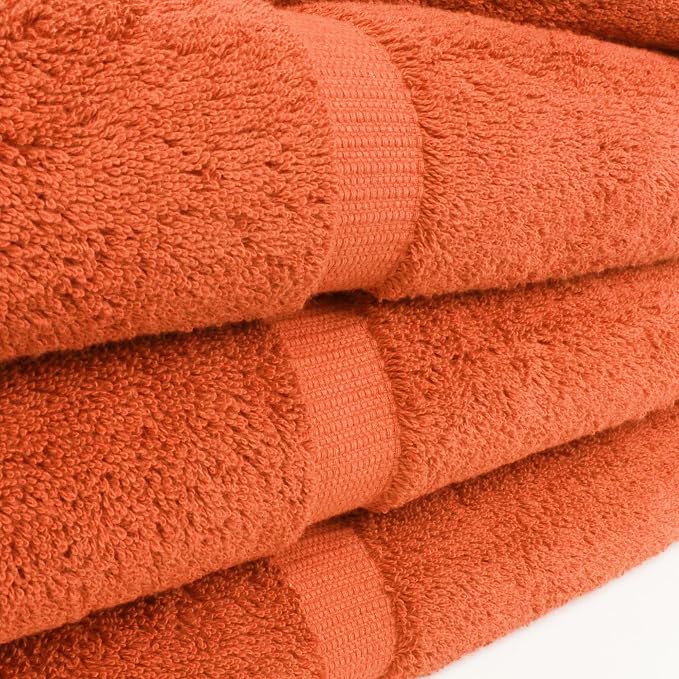 Chakir Turkish Linens 4 Piece Extra Large Bath Towels, 100% Cotton Luxury Turkish Towels for Bathroom, Soft Absorbent Bath Towels, 30 x 60 Inches, Coral