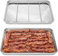 Homikit Large Baking Sheet with Wire Cooling Rack Set (2 Pans+2 Racks) | 20x14 Inch XL Stainless Steel Cookie Sheets & Cooling Racks, Big Metal Bacon Crisp Trays Non Toxic, Oven & Dishwasher Safe