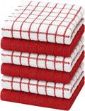 Bumble Dish Cloths (6-Pack), 100% Cotton Kitchen Towels, 12"x12" - Red | 405 GSM | Soft, Highly Absorbent & Durable Dish Towels for Kitchen