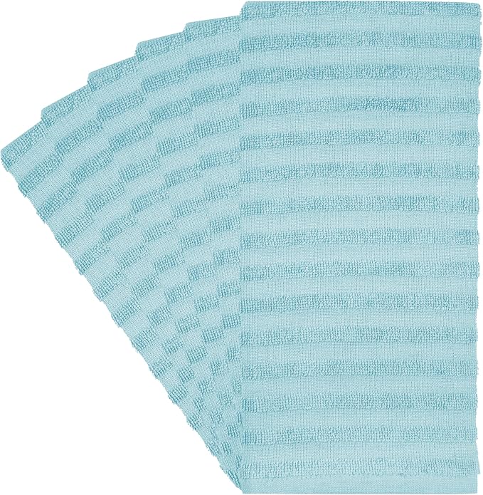 Premium Kitchen Towels 6 Pack 100% Cotton, 20"x28" - Aqua Solid | Large 450 GSM Terry Dish Towel, Kitchen Hand Towels with Hanging Loop, Highly Absorbent for Washing and Drying Dishes