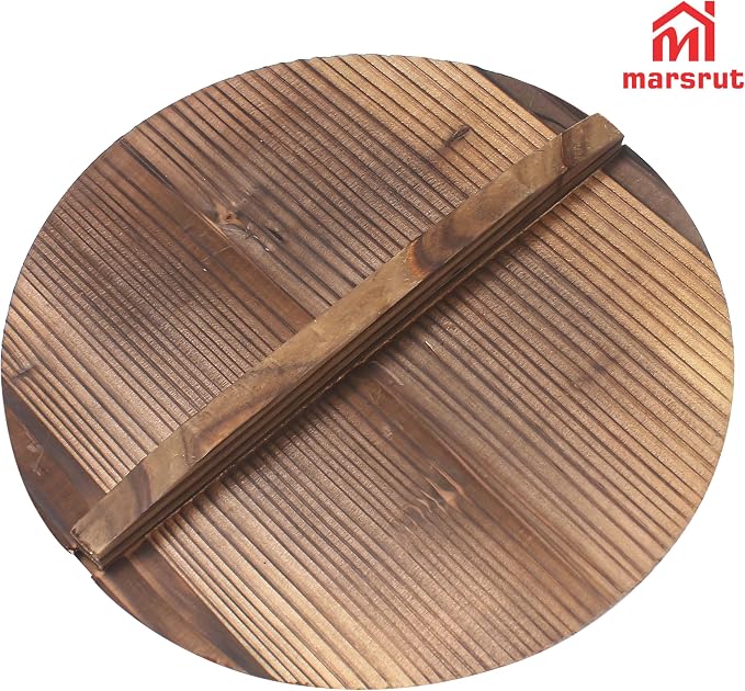 Wooden Wok Lid, 26cm/10inch Diameter, Cover Lids for Pot Pan, Cast Iron Wok, with Large Handle, Natural Wood for Anti-Hot, Anti-Spillover, Stir Fry Pan, Lightweight Handcrafted Kitchen Accessory Tool