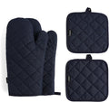 Oven Mitts and Pot Holders 4 pcs Set,High Heat Resistant 500 Degree Extra Thicken Long Kitchen Cotton Oven Glove for Cooking (12 Inch,Deep Blue)
