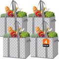 Reusable Grocery Bags 4 Pack, Foldable & Water Resistant Shopping Bags | Large Grocery Tote Bag Water Resistant Shopping Bags Foldable Grocery Bag for Clothes,Shoes and Picnic