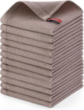 Homaxy 100% Cotton Waffle Weave Dish Cloths, 12 Pack, Brown | Soft and Absorbent Dish Towels, 12 x 12 Inches Quick Dry Dish Rags