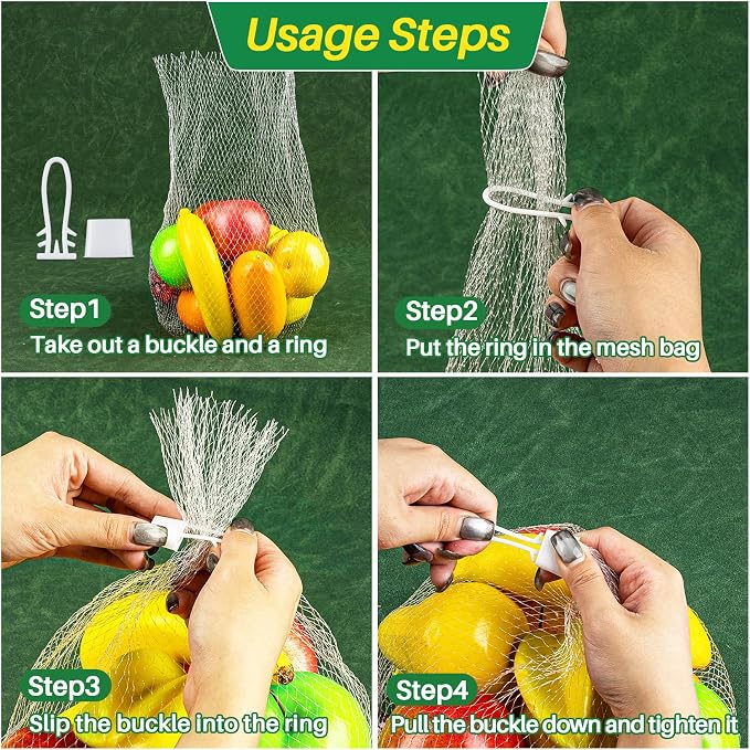 RAINFLOW 50 PCS Mesh Produce Bags - Onion Storage and Seafood Boil Bags | 20-Inch Vegetable Mesh Nets with Loop-Style Closures for Fruits, Potatoes, Seafood and Other Agricultural Products