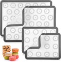 Zulay (Set of 4) Silicone Baking Mat - Macaron Silicone Baking Mats With Pre-printed Template Design - Non Stick & Reusable Silicone Baking Sheet - 2 Half Size + 2 Quarter Size (Gray)