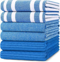 Homaxy Cotton 380 GSM Premium Kitchen Towels, 18"x 28", 6 Pack, Blueberry | Soft and Absorbent Terry Dish Towels, Multipurpose Tea Towel Set with Hanging Loop, 3 Styles Kitchen Hand Towels