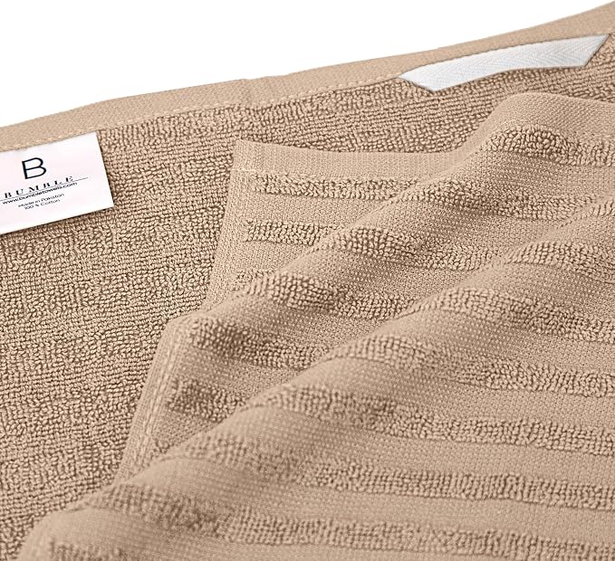 Premium Kitchen Towels 6 Pack 100% Cotton, 20"x28" Dish Towels - Tan | Large Flat & Terry Kitchen Linen Set with Hanging Loops, Highly Absorbent for Washing and Drying Dishes