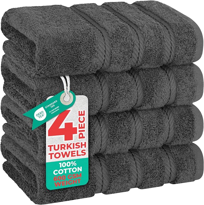 American Soft Linen 100% Cotton Luxury Turkish Towels, 4 PC Hand Towel Set | Soft Absorbent Quick Dry OEKO Tex Standard 100 Certificated Durable Machine Washable Premium Hotel Quality