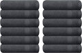 GLAMBURG Ultra Soft 12-Piece Washcloths Set 13x13-100% Ringspun Cotton - Durable & Highly Absorbent Face Towels - Ideal for use in Bathroom, Kitchen, Gym, Spa & General Cleaning - Charcoal Grey