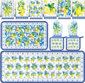 Fourluoo 10 Pcs Lemon Kitchen Decor Set Lemon Kitchen Towels Rugs Oven Mitts and Pot Holders Kit for Summer Baking Cooking Chef