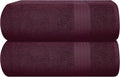 GLAMBURG Premium Cotton Oversized 2 Pack Bath Sheet 35x70-100% Pure Cotton - Ideal for Everyday use - Ultra Soft & Highly Absorbent - Machine Washable - Burgundy