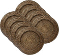 Rattan Plate Chargers, Round Woven, Brown, Set of 8 | Handwoven Natural Rattan With Warm Finish, 13x13in Round Fit For Dinner Plates, Durable Charger Set For Weddings & Banquets