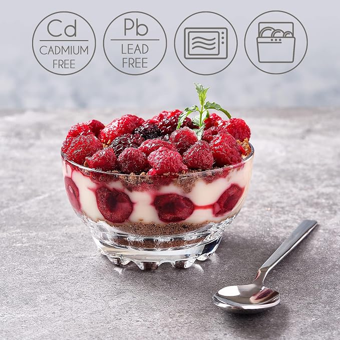 Volarium Glass Bowls Set of 6 for Kitchen Prep, Dessert, Snack, Fruit, or Nuts - 9.5 Ounce Capacity Dip Bowls, Premium Quality Clear Borosilicate Glass