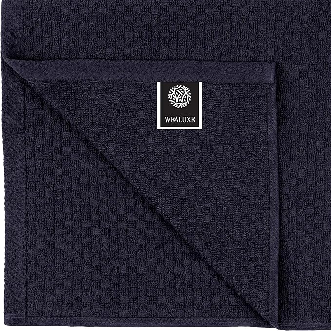 Super Absorbent Kitchen Towels 12 Pack - Premium 100% Cotton Kitchen Towels, 450GSM Thick Machine Washable Navy Dish Towels for Kitchen Drying, Cleaning, Dobby Weave, Unmatched Quality