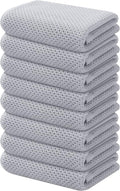 Kitinjoy 100% Cotton Waffle 8-Pack Kitchen Towels, 13" x 28", Light Grey | Super Soft, Ultra-Absorbent, Fast Drying, lightweight, Quick Drying Kitchen Hand Towels