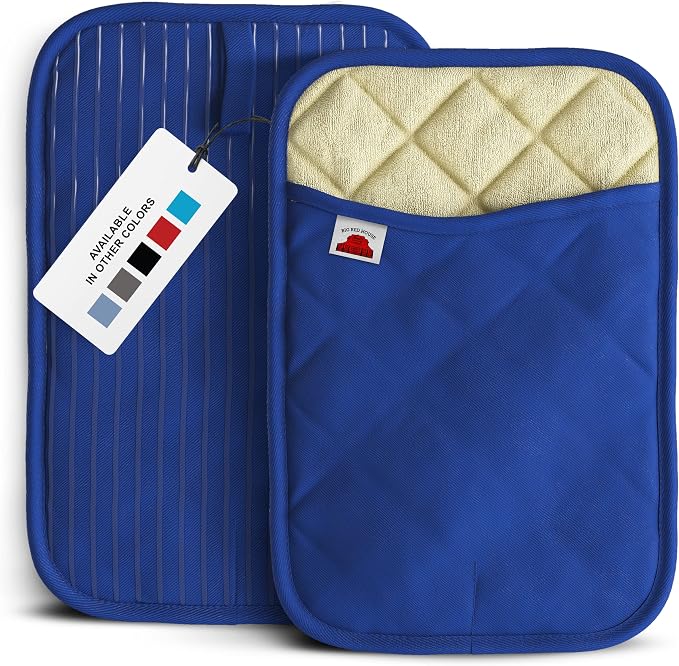 Silicone Pot Holders - Set of 2 Dark Royal Blue - 10x3 - Heat Resistant to 536 F / 280 C Kitchen Protectors Hot Pans Baking Professional Grade Cooking Mitts