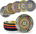 vancasso 32 Oz Pasta Bowls Set of 6, Ceramic Bohemian Soup Salad Bowls | Dishwasher and Microwave Safe Ceramic, Large 11.5 Inch Colorful Glazed Finish, Versatile Serving Bowls for Cereal and Dining