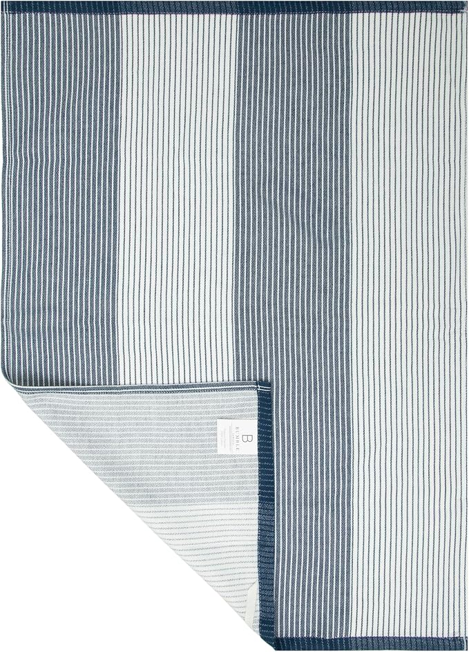 Premium Kitchen Towels 6 Pack 100% Cotton, 20"x28" - Blue | 238GSM Yarn Dyed Flat Woven Stripe Dish Towel for kitchen | Kitchen hand towels with Hanging Loop | Absorbent Linen set