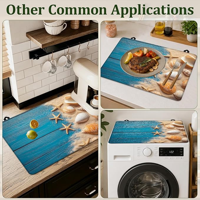 Beach Seashells Starfish Stove Top Cover Glass Cooktop Heat Resistant Cover,Ceramic Stove Top Covers Mat Prevents Scratching Stoves/Counter/Washer Protector,28.5x20.5 in