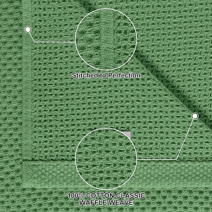 Homaxy 10 Pack 100% Cotton Kitchen Towels and Dishcloths Set, Grass Green | 12 x 12 Inches and 13 x 28 Inches Kitchen Towels Set, Ultra Soft Absorbent Dish Cloths for Washing Dishes