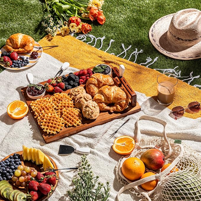 SMIRLY Charcuterie Board Set with Serving Accessories, Large Acacia | Housewarming and Wedding Gift for Women, Perfect for Movie Nights, Gatherings and Serving Cheese, Fruits and Snacks