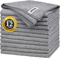 Grey Microfiber Cleaning Cloth -Pack of 12, Highly Absorbent Cleaning Rags, 16"X12" All Purpose Cleaning Towels for Housekeeping, Kitchen, Car, Lint Free and Reusable Microfiber Towels