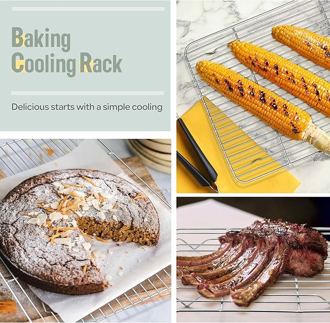 Herogo 16.5” x 11.5” Cooling Racks for Kitchen Baking, 3 Pack | Stainless Steel & Heavy-duty, Oven & Dishwasher Safe, Baking Cooking Wire Rack, for Cookie Bread Bacon