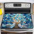 NYZE Electric Glass Stove Top Cover, Cooktop Protector for Extra Counter Space, Heat Resistant & Non-Slip Kitchen Mat - Blue Glass Tree of Life, 28" x 20"