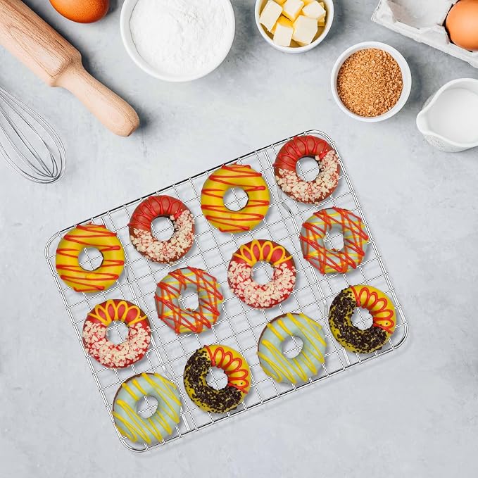 Homikit 9.75"x7.5" Stainless Steel Cooling Rack Set Fit 10x8 Inch Sheet Pan | 2 Pack Small Baking Wire Racks, Oven Bacon Rack for Cookie Bread Pizza, Metal Grilling Grids, Rust Free, Dishwasher Safe