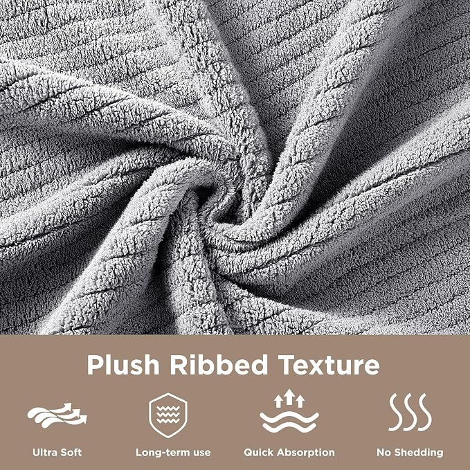 8 Piece Bath Towels Set, 2 Oversized 35 * 70 in Bath, 2 Hand, 4 Wash | Luxury Soft Microfiber, Super Absorbent Thick, Quick Dry, Shower Towels for Bathroom, Spa & Hotel, Grey